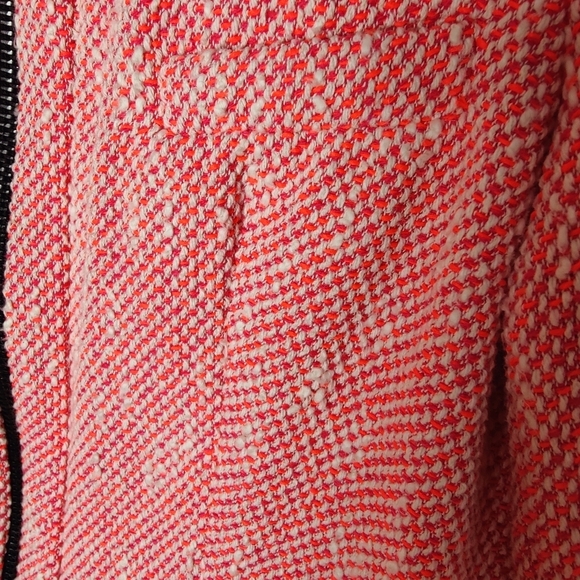Zara Tweed Zip Blazer Jacket Pink Orange Size XS - Picture 4 of 5